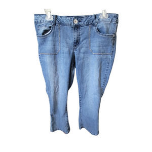Women L.E.I. Ashley Low rise Junior Jeans Size 13 Stitched pockets Straight Leg